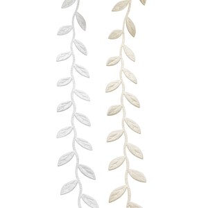 Leaf ribbon leaf ribbon leaf border made of satin approx. 3 cm wide in 10 colors White