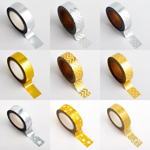 Washi Tape Metallic Gold Silber (15 mm x 10 m Rolle)
