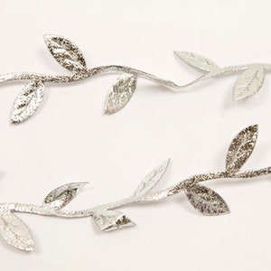 Leaf ribbon leaf ribbon leaf border made of satin approx. 3 cm wide in 10 colors Silver