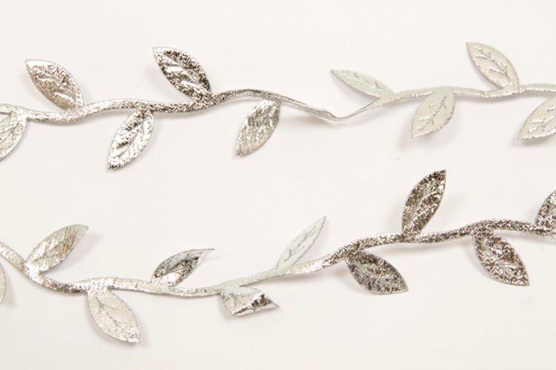 Leaf ribbon leaf ribbon leaf border made of satin approx. 3 cm wide in 10 colors Silver