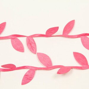 Leaf ribbon leaf ribbon leaf border made of satin approx. 3 cm wide in 10 colors Fuchsia