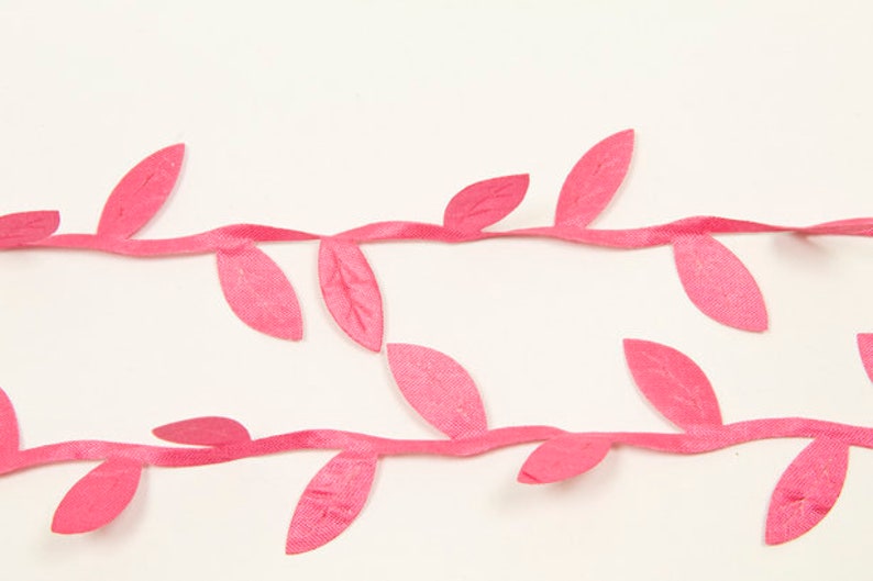 Leaf ribbon leaf ribbon leaf border made of satin approx. 3 cm wide in 10 colors Fuchsia