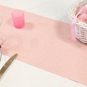 Linen look table runner in beautiful colors 28 cm x 5 m Rosa