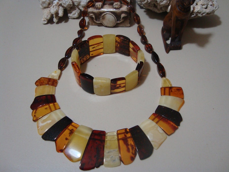 Adult amber necklace Bracelet Necklace jewelry made of amber Set of necklace and bracelet made of natural multicolor amber