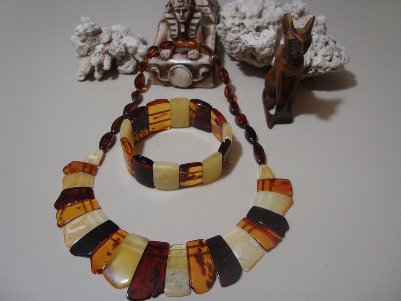 Adult amber necklace Bracelet Necklace jewelry made of amber Set of necklace and bracelet made of natural multicolor amber