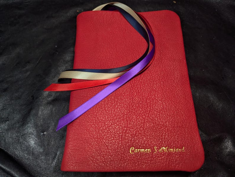 Biblia - Reencuadernación en cuero - Personalizada - Forro de piel de cordero imagen 7