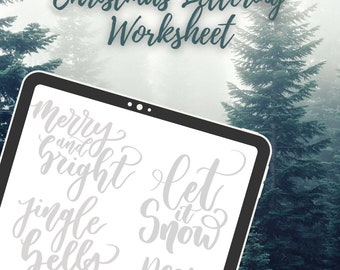 Christmas Lettering Worksheet: Procreate Hand Lettering Practice (PDF)