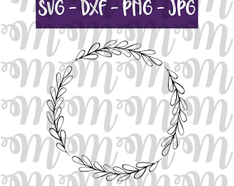 Line Art Wreath SVG: Botanical Frame Cutting File (Digital Download)