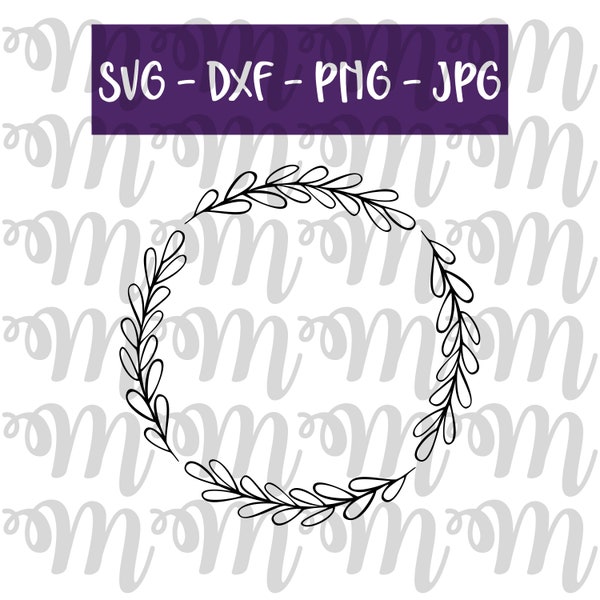 Line Art Wreath SVG: Botanical Frame Cutting File (Digital Download)