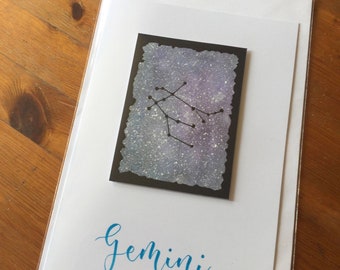 Air Star Sign Watercolour Greeting Cards - Gemini, Libra, Aquarius  - A5 Size
