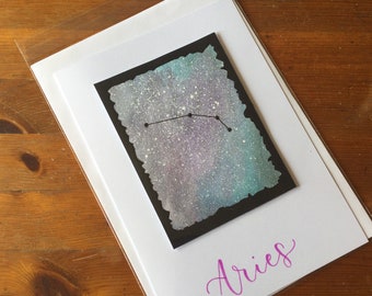 Fire Star Sign Watercolour Greeting Cards - Aries, Leo, Sagittarius  - A5 Size