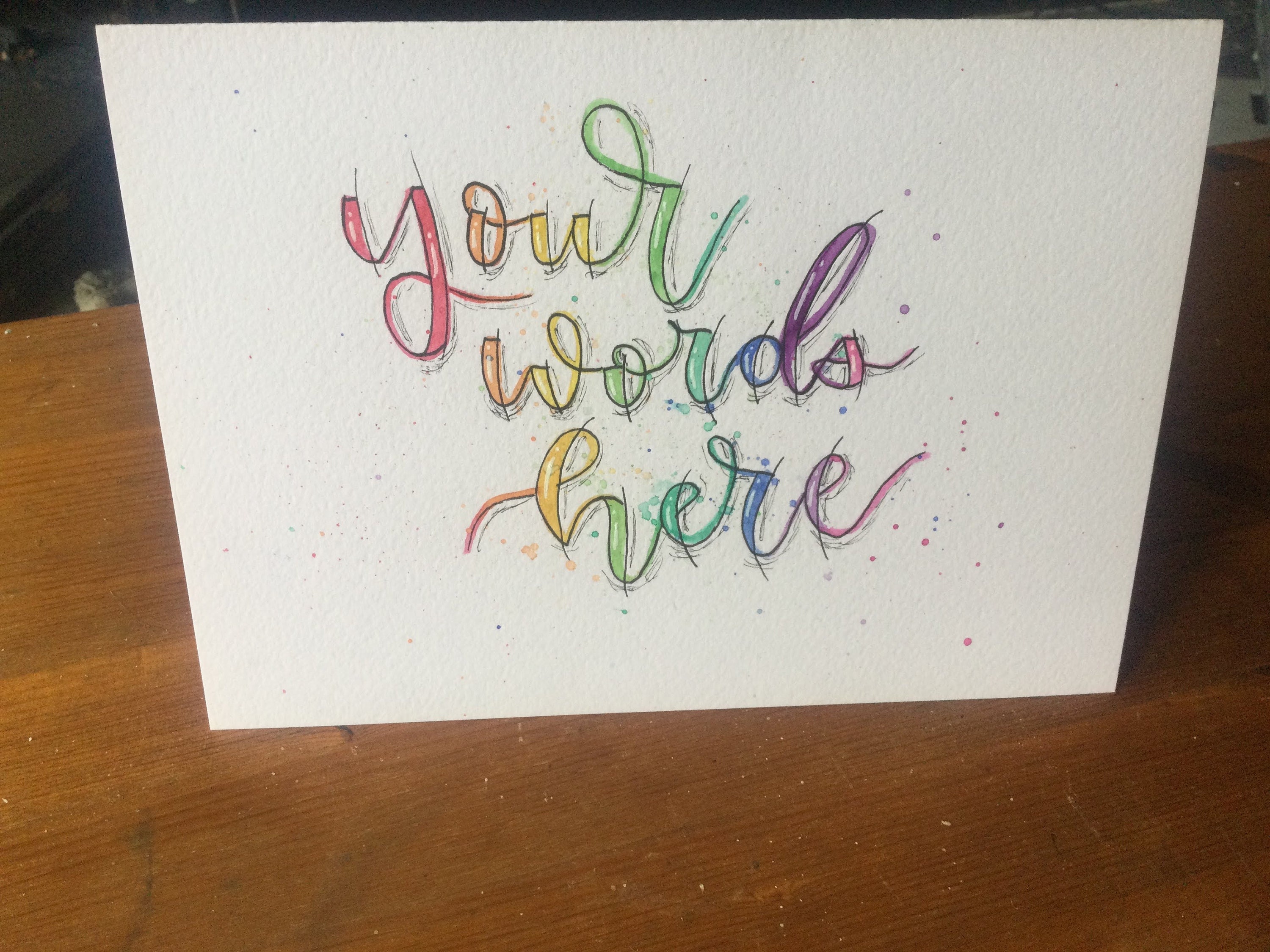 Custom Greeting / Your Words Here Greeting Card - Rainbow Design