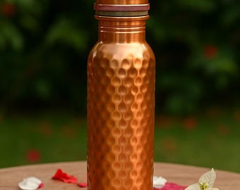 Hammered Copper Water Bottle, Copper Bottle, Copper tumbler for Drinking Water, Yoga bottle 100% Pure Copper bottle Handmade Ayurveda pot