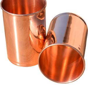 Copper Water Bottle, Copper Bottle, Copper tumbler for Drinking Water, Yoga bottle 950ml 100% Pure Copper Water bottle Handmade Ayurveda pot Tumblr/Glasses 2 Pcs