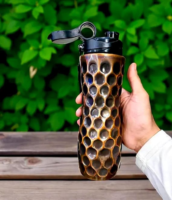 Copper Water sipper Bottle, Vintage Copper tumbler for Drinking Water, 100% Pure Copper Yoga bottle Handmade Ayurveda  bottle Antique Copper