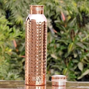 Copper Water Bottle, Copper Bottle, Copper tumbler for Drinking Water, Yoga bottle 950ml 100% Pure Copper Water bottle Handmade Ayurveda pot image 5