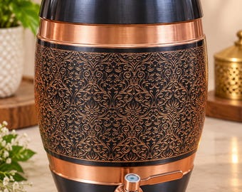 Copper water Dispenser, Drinking Water Gallon, Vintage Copper Pitcher, Copper Jug Handmade India Ayurveda Yoga Drinkware 4/8//12 liter