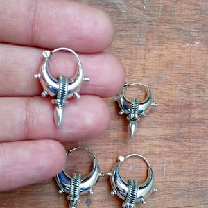Vintage Vibes Thick and Bold Huggie Hoop Earrings, Silver Earrings, Silver Chunky Earrings Boho Earrings Dangle Drop Earrings Gift for her