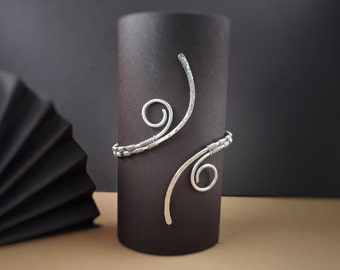 Greek style arm cuff bracelet, German silver top bracelet