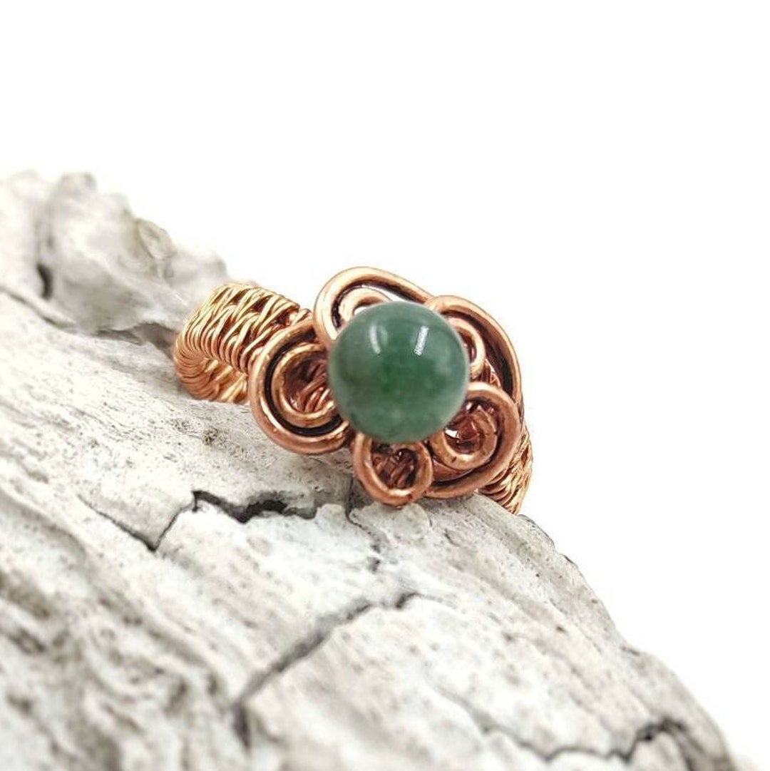 Flower Wire Ring for Women With Indian Agate Gemstone Etsy