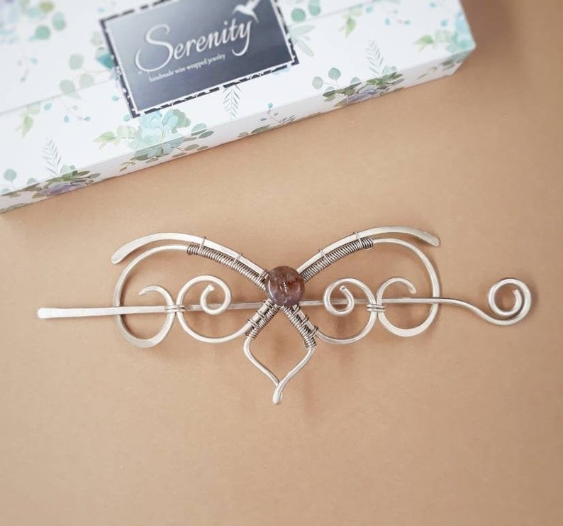 Silver Hair Claw Clip for Bun With Natural Stone Indian Agate Etsy