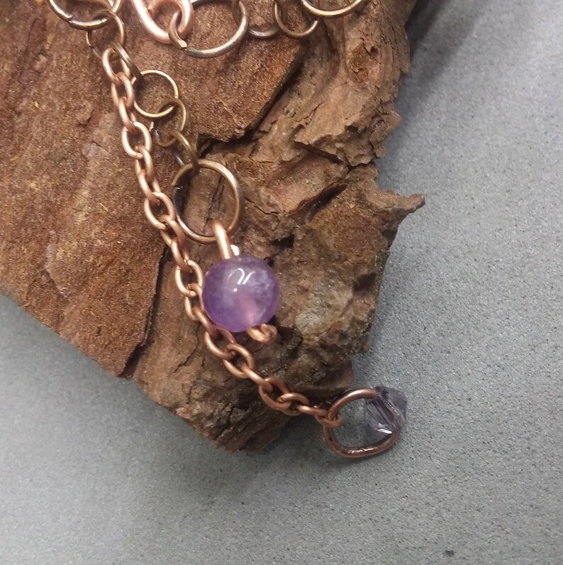 Copper Bracelet Purple Stone Nordic bracelet amethyst bangle for Women
