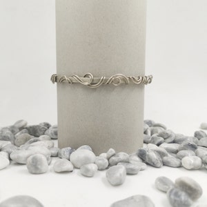 Silver upper arm cuff bracelet for women, upper armlet for bride, copper wire upper arm bracelet, gift for mom image 4