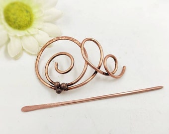 copper wire spiral hair barrette for thick or thin hair, small hair barrette for women gift for her