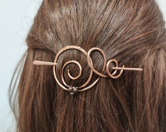 copper wire spiral hair barrette for thick or thin hair, small hair comb for women gift for her