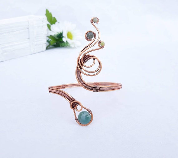 Amazon.com: RechicGu Rose Gold Indian Swirl Leaf Arrow Carved Quill Feather Upper  Arm Cuff Bracelet Band Armband Armlet Bridal Adjustable: Clothing, Shoes &  Jewelry