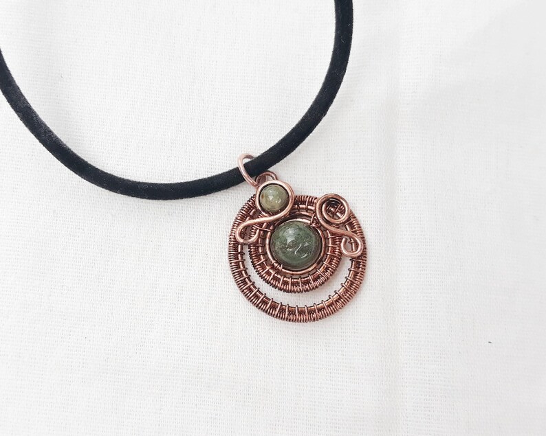 Copper Wire Weave Wire Wrap Pendant necklace Gift For Mom Agate Necklace Aztec Pendant Crystal Pendant Necklace Vintage Pendant