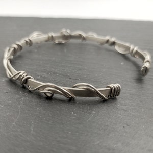 Silver upper arm cuff bracelet for women, upper armlet for bride, copper wire upper arm bracelet, gift for mom image 6