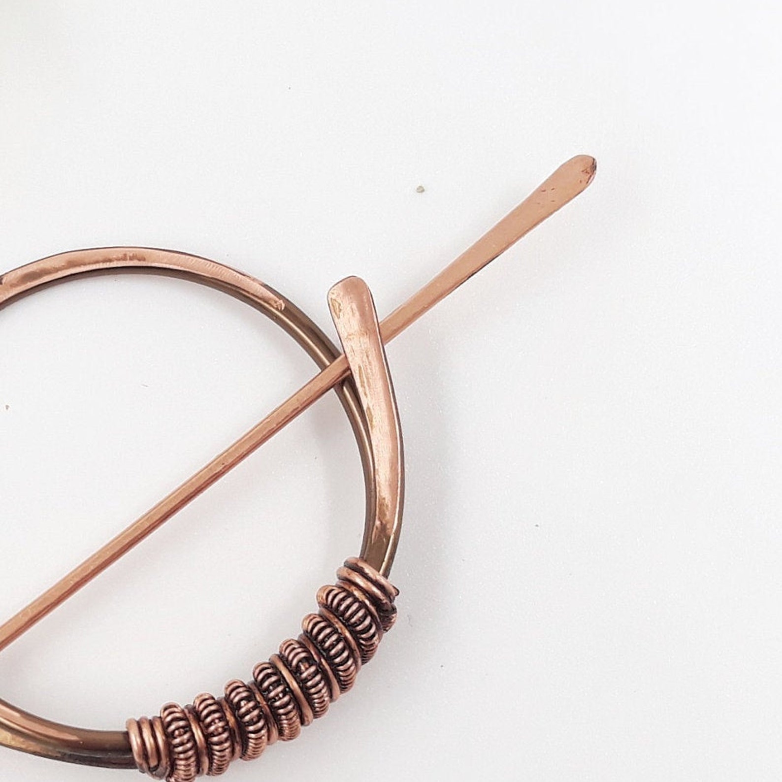 Aged Copper Wire Hair Clip With Spiral Detail Tiny Hair Etsy