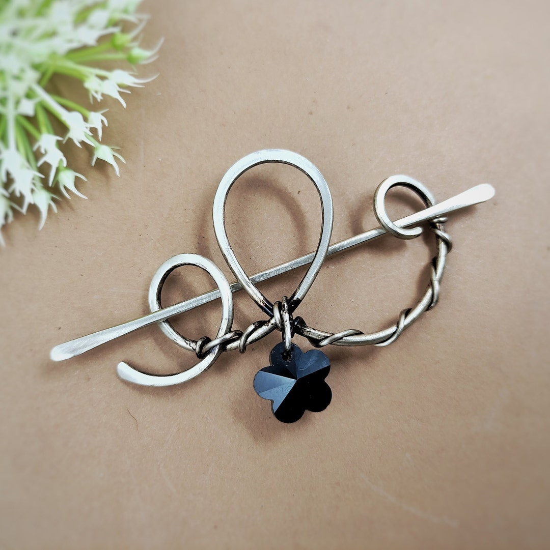 Silver Wire Wrap Hair Clip for Thin Hair With Austrian Crystal Etsy