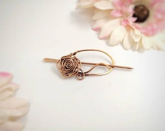 Tiny hair clip for thin or fine hair, small copper, brass or silver hair barrette, hair slide for women handmade gift for her