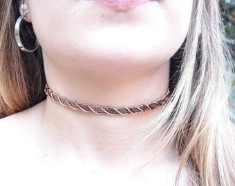 Torque Necklace Gift For Her - Dainty Choker Copper Necklace