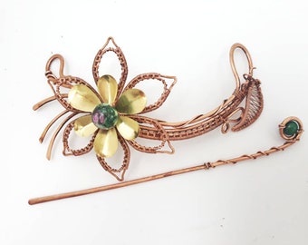 Hair Fork Succulent Hair Comb - Hair Chopsticks Floral Hair Comb -