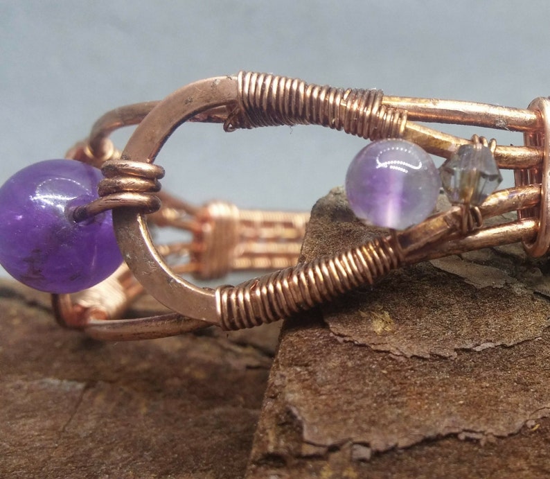 Copper Bracelet Purple Stone Nordic bracelet amethyst bangle for Women