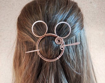 Icono de ratón personalizado pinza para el pelo pequeño para cabello fino o fino, pequeño cobre, latón o plateado barrette