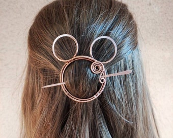 Gepersonaliseerde muis icoon kleine haar clip voor dun of fijn haar, kleine koperen, messing of zilveren haar barrette