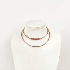 Copper necklace for women, brass or german silver wire collar necklace for her, statement necklace gift for her