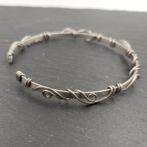 Silver upper arm cuff bracelet for women, upper armlet for bride, copper wire upper arm bracelet, gift for mom image 7