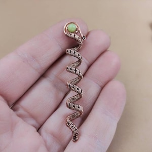 Snake dreadlock bead for her, boho dread loc with gemstone, custom copper dreadlock ring