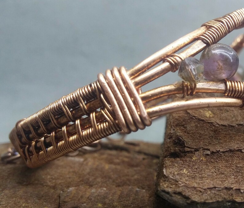Copper Bracelet Purple Stone Nordic bracelet amethyst bangle for Women