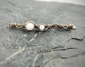 Silver bobby pin decorative for bride, wire wrap white ceramic hair accesories, personaliced hair jewelry gift for her