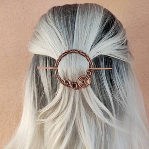 Spiral hair pin for her, copper wire hair clip, handmade hair comb for women