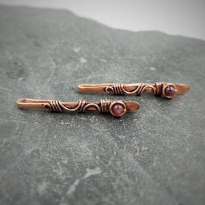 2 pcs hair bobby pins with amethyst, hair claw for thin or thick hair handmade with copper wire