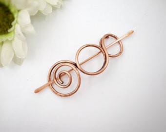 Celtic Hair pin, circular barrette made of copper, brass or German silver wire