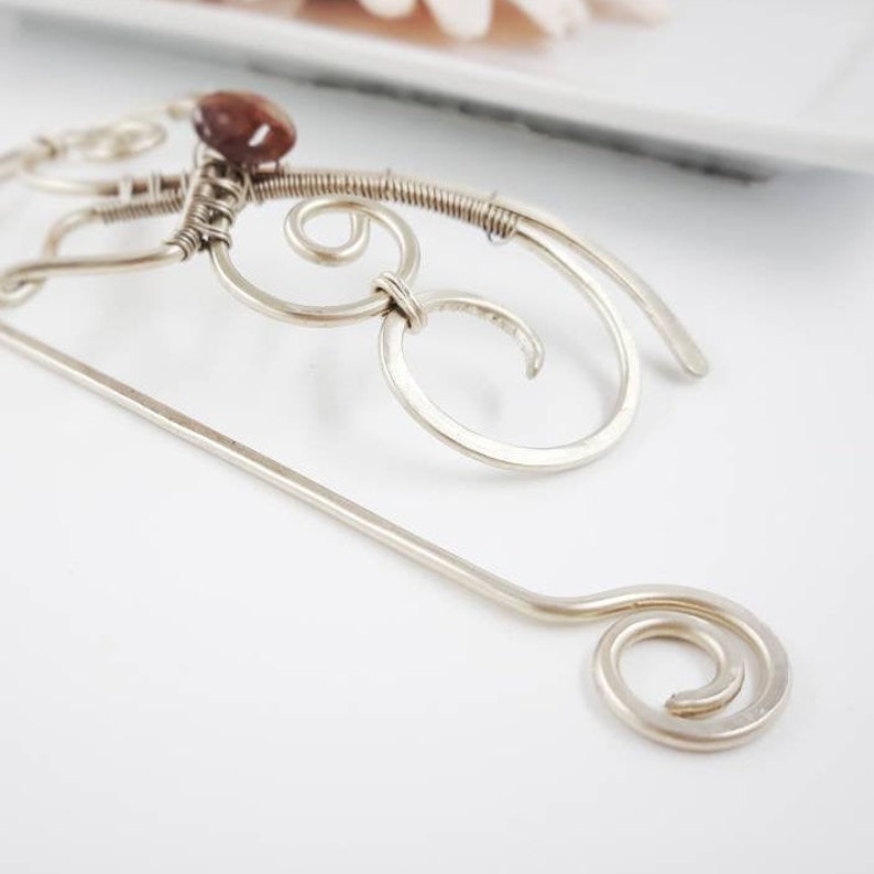 Silver Hair Claw Clip for Bun With Natural Stone Indian Agate Etsy