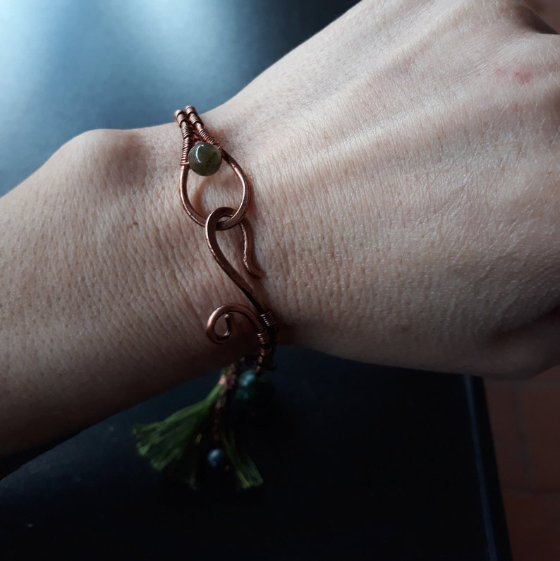 Wirewrapped Jewelry Celtic Bracelet Custom Bracelet Gemstone Bangle For Women Viking Arm Band Tassel Bracelet